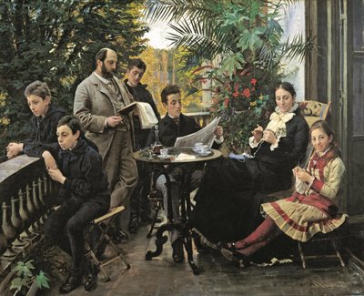 The Hirschsprung Family Portrait. From the Left Ivar, Aage, Heinrich, Oscar, Robert, Pauline and Ell... by Peder Severin Krøyer